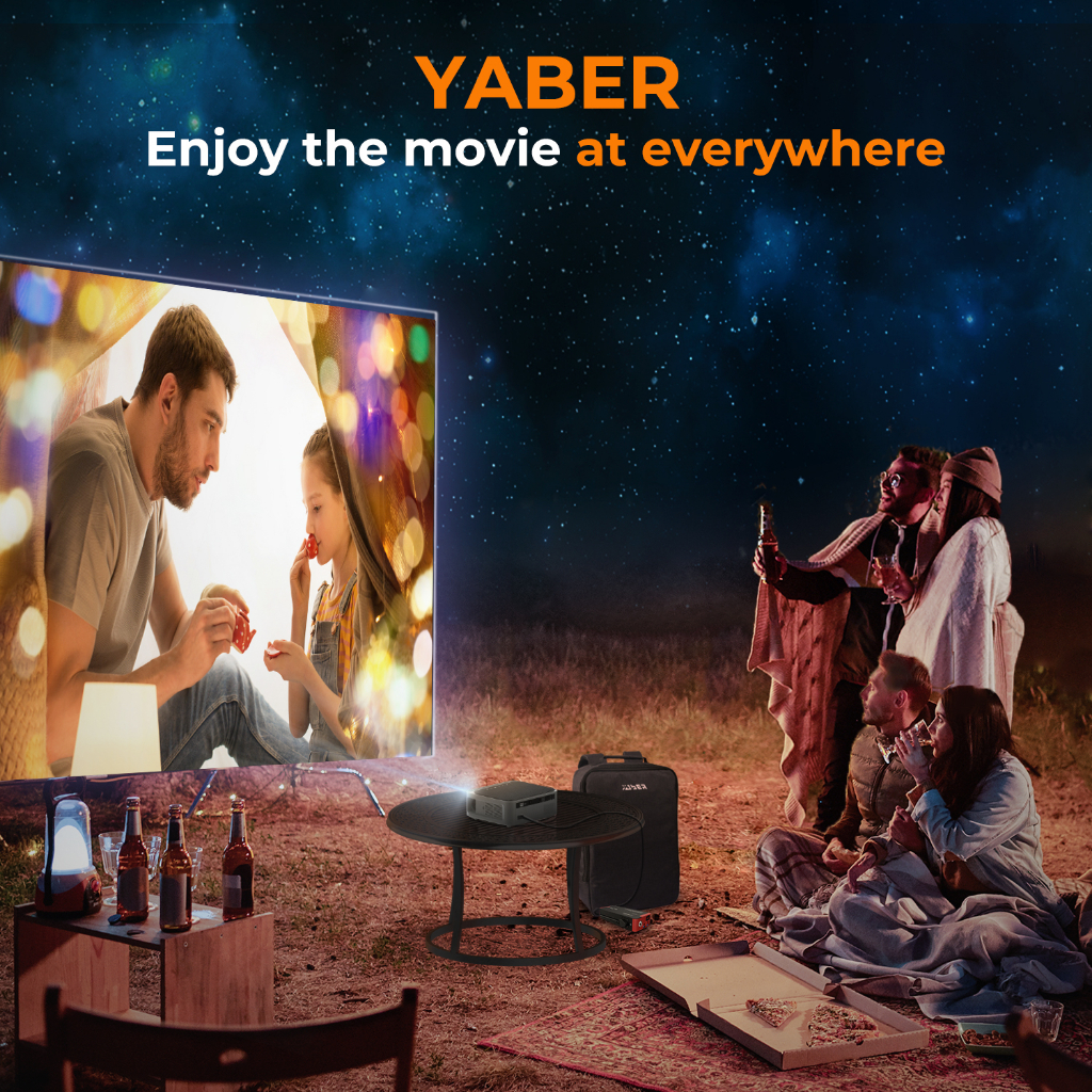 YABER Pro U6 Portable Home Theater Projector with WiFi and Bluetooth 13000L Outdoor Movie Projector Native 1080P 5G WiFi 4K Supported 300&quot; Display 4P Keystone 50% Zoom Compatible with Phone