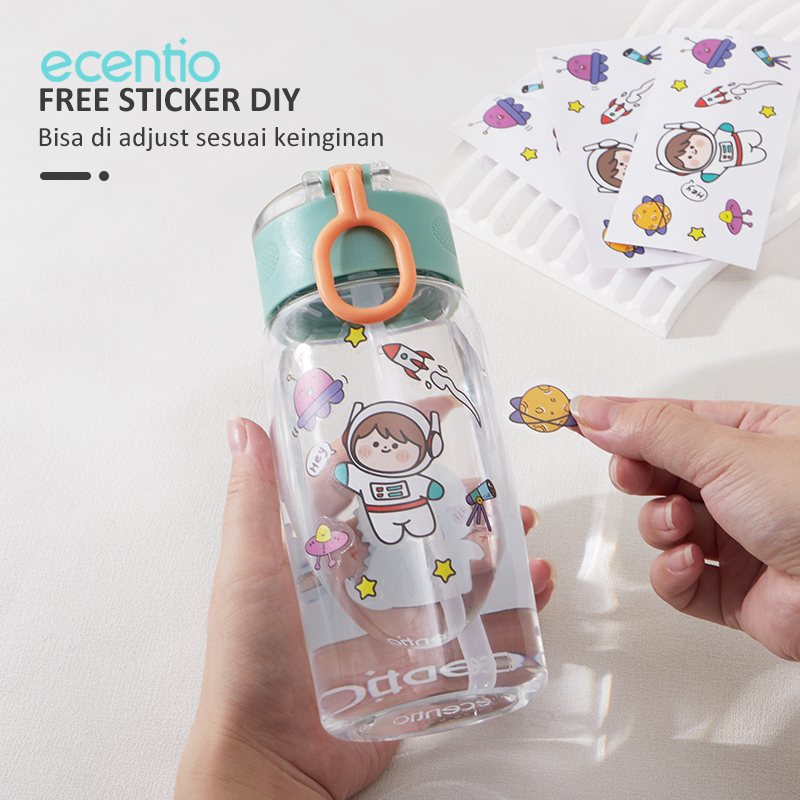 ecentio &amp; FOODI botol minum anak sekolah 450ml/500ml/780ml/botol air minum anak tumbler minum portable Berbahan Plastik BPA Free lucu