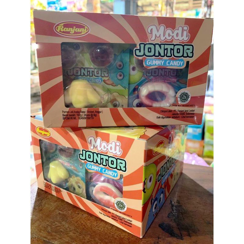 

MODI JONTOR GUMMY CANDY / PERMEN JELI ANEKA RASA BUAH BENTUK MATA GIGI MULUT HIDUNG 1 BOX ISI 24PCS @8gr