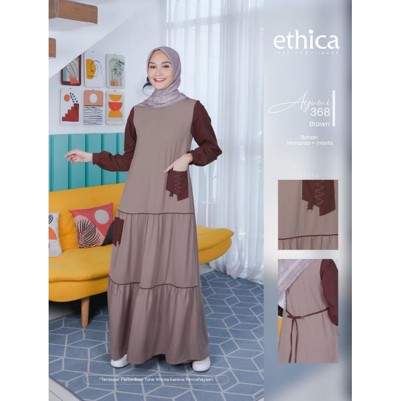 Ethica Gamis Ayumi 368 (Navy, Brown, Turquoise)