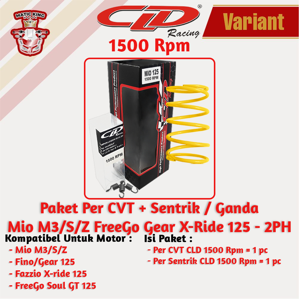 Paket Per CVT Sentrik Ganda Racing Yamaha Mio Nmax Aerox Soul GT Fazzio Lexi X Ride Fino Freego CLD 1000/1500 RPM