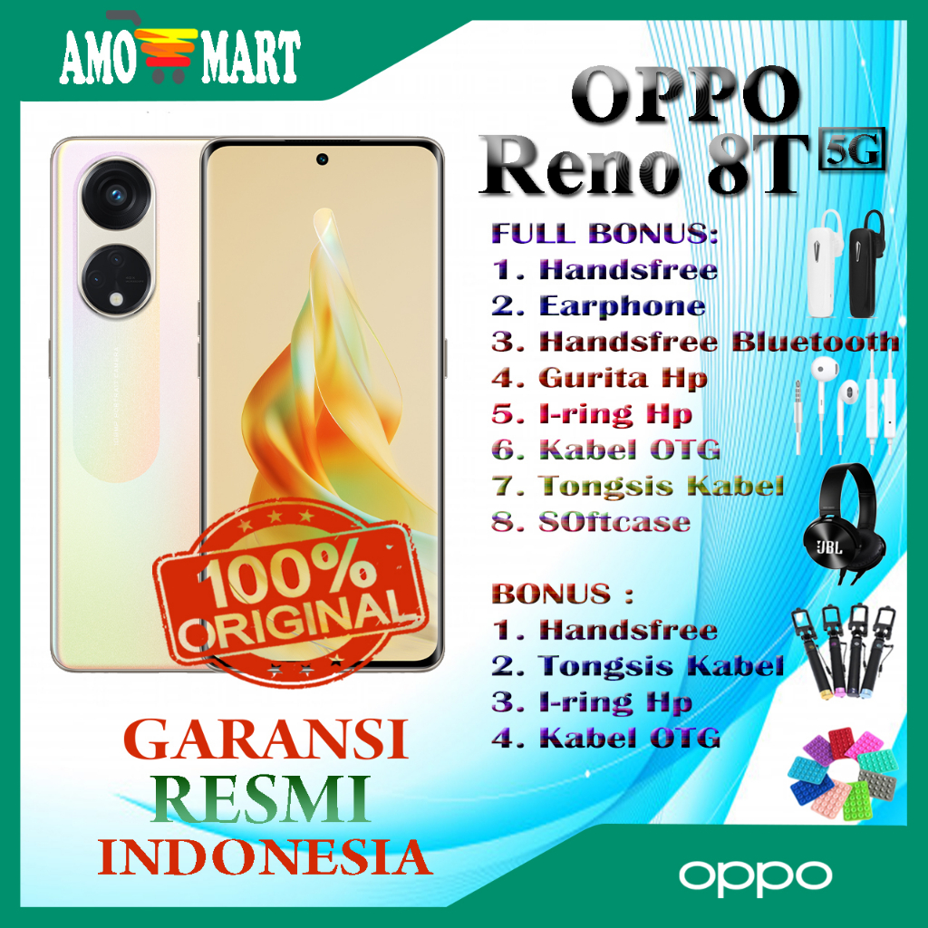 HP OPPO RENO 8T 5G RAM 8/128 &amp; 8/256 GB NEW 100% ORI GRS RESMI INDONESIA TERMURAH