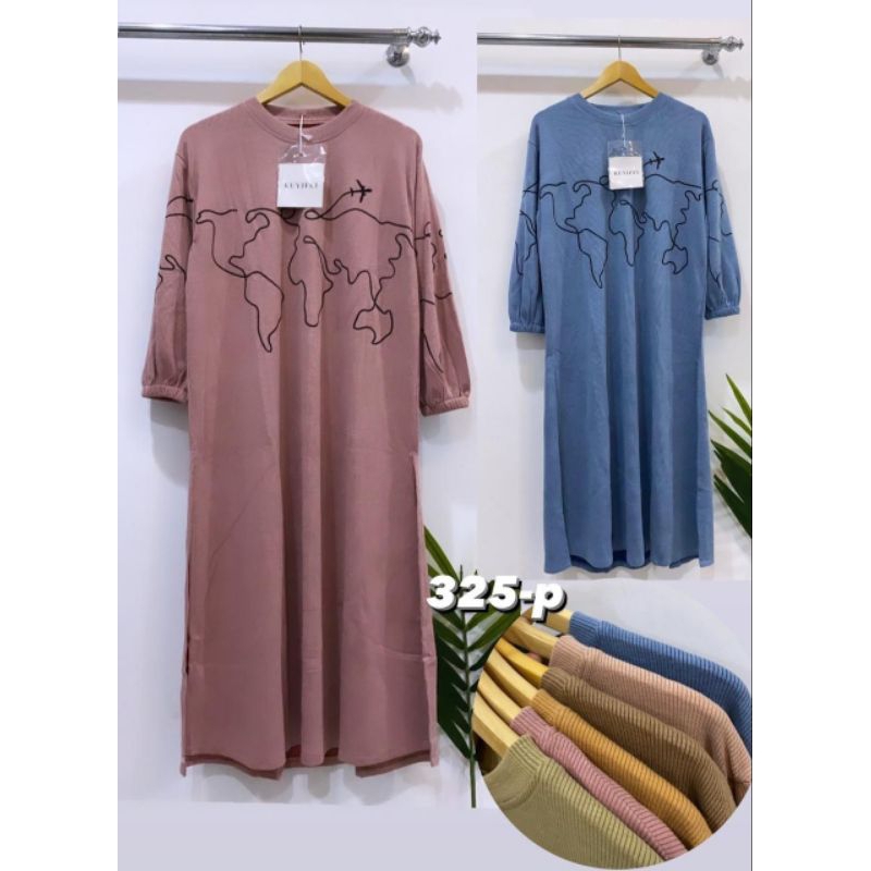 KUYIFEI 350.1//Tunik tali//Tunik belah samping//Tunik motif//Tunik rajut kuyifei//pakaianwanitasby