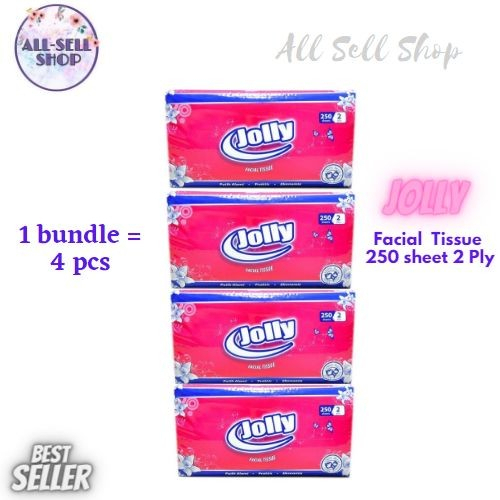 Jolly facial tissue 250 Sheets/ 2 Ply 1 bundle isi 4 Pcs Murah