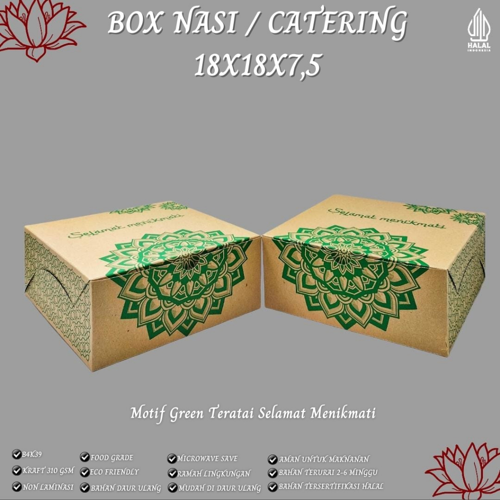 

Box Dus Catering / Kotak Nasi 18x18 / Kaku dan Tebal / Dus Nasi Kotak 18x18 / B4K39