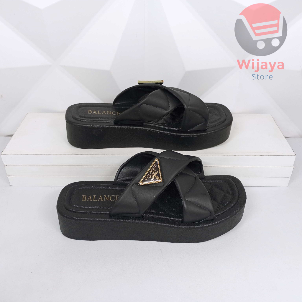 Sandal BALANCE 8868-B2 Wedges Slop Wanita Model Silang Sendal Jelly Slide Pita Selop Cewek Perempuan