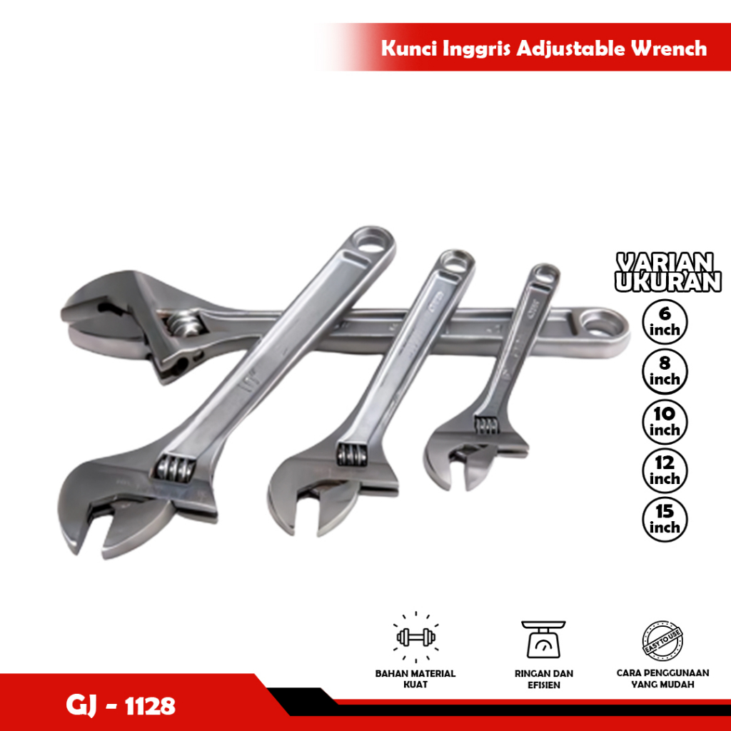 KUNCI INGGRIS Adjustable Wrench ukuran 8&quot; inch 10&quot; Inch 12&quot; Inch-YOYOSOO