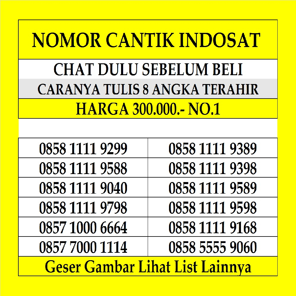 Nomor Cantik Indosat 4G LTE Ooredoo Kartu Perdana Nomer Murah