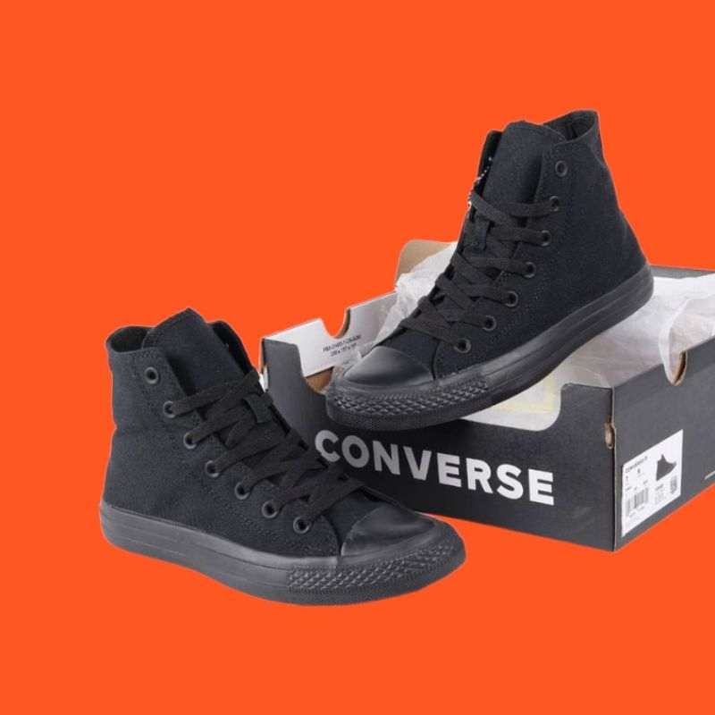 (BISA COD) SEPATU CONVERSE ALLSTAR CLASSIC HI FULL BLACK PREMIUM