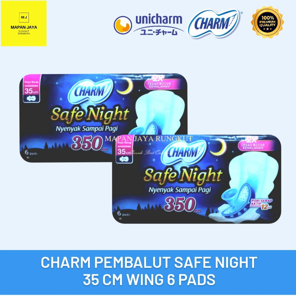 Charm Pembalut Safe Night 35cm Wing 6 pads