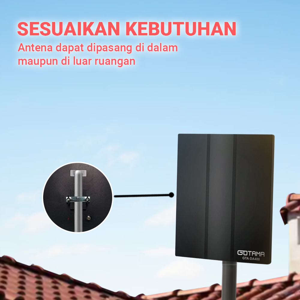 Antena Indoor Outdoor Digital  Analog Gotama Dalam dan Luar Ruangan Cocok Untuk STB  DVB-T2 dan TV Tahan Hujan dan Panas Gotama