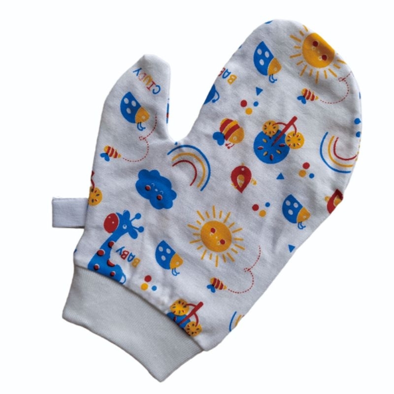 Waslap Bayi 3 Pcs Premium Handuk Cotton Bayi Putih /  Washlap Handshape Motif / Perlengkapan Bayi Baru Lahir Allsize