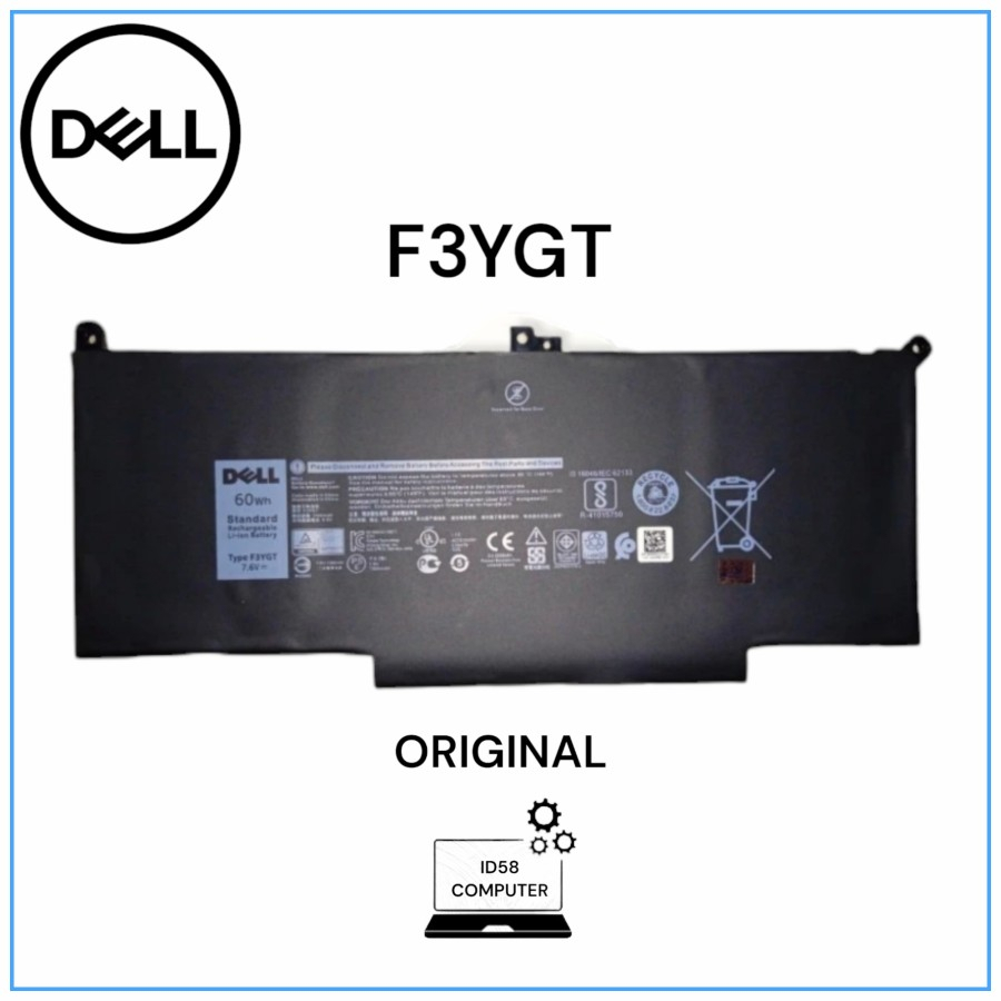 ORIGINAL Baterai DELL Latitude E7280 E7290 E7380 E7480 E7490 F3YGT