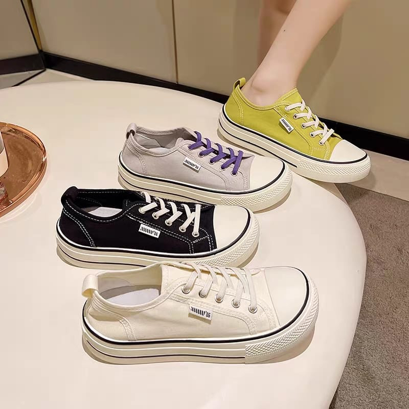 GROSIRTAS &quot;FREE BOX&quot; LV0273 Sepatu Wanita Sneakers Bertali Kasual Fashion Shoes KANVAS Import Premium Quality