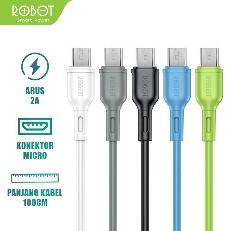 KABEL DATA ROBOT RBM100s Fast Charging 2A Cable Charger Micro USB Cas - Toples Kosong