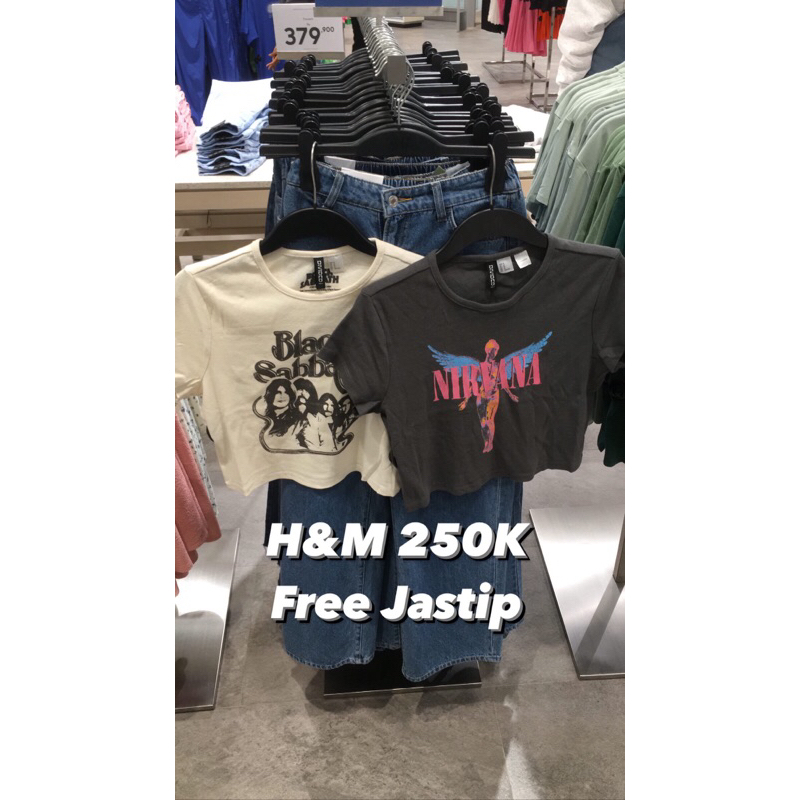Tshirt crop h&m nirvana black sabbath