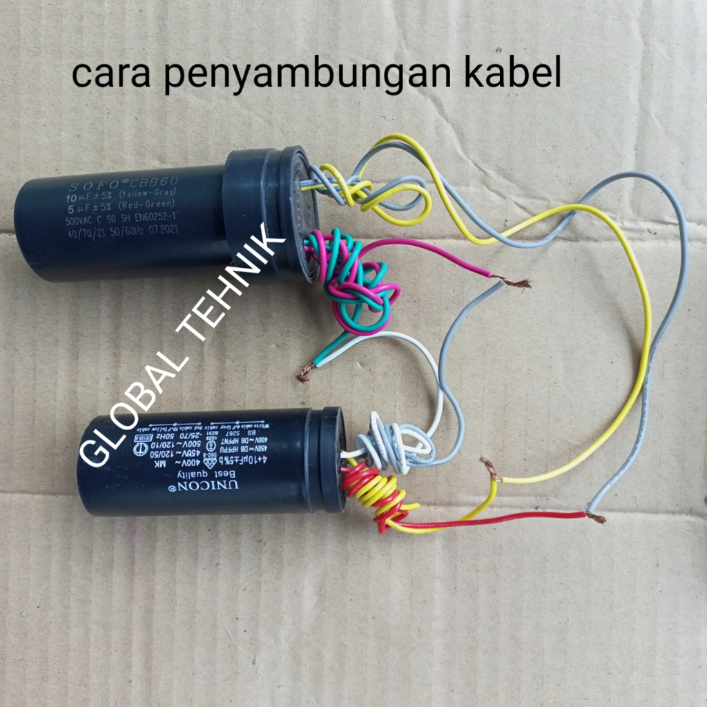 KAPASITOR CAPASITOR DUBLE 4 KABEL MESIN CUCI POLYTRON 2 TABUNG 4UF 10UF