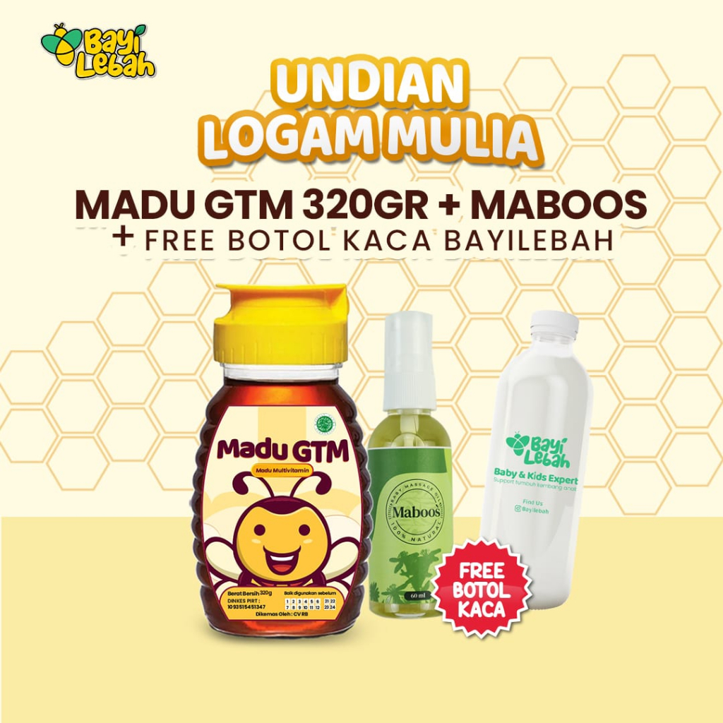 Paket Bundling Madu GTM 320 gr dan Maboos | Madu Bayi Anak | Penambah Nafsu Makan | Minyak Pijat Bayi | Massage Oil