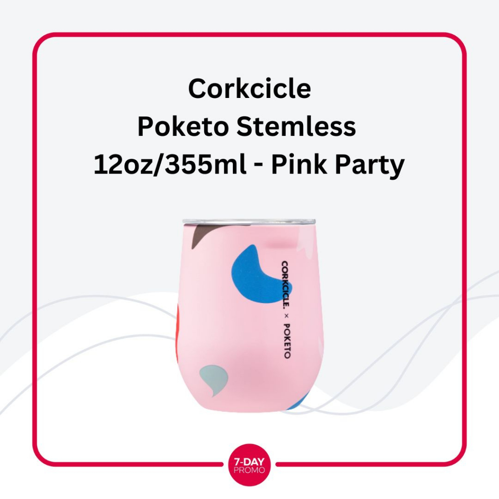 Poketo Stemless 12oz/355ml - Pink Party Botol Minum