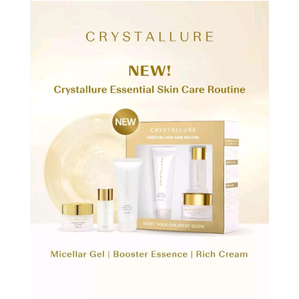 Paket WARDAH Crystallure Advanced Glow Kit Skincare Isi 3 Pcs (Essence, Oil Serum, Night Cream) / (Micellar gel, Essence, Hydra Gel)- Kemasan Mini / Travel / Trial Kit - Paket Kecil CTMP Micellar Essence Bosster Overnight Cream Anti Aging Kemasan Kecil