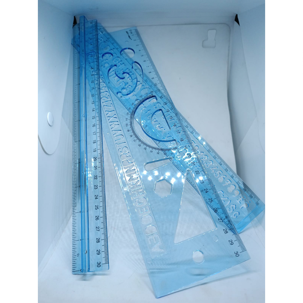 RULER SET 3 PCS 30 CM MEREK JOYKO RLS A3 1 LEMBAR ISI 3 PENGARIS LENGKAP