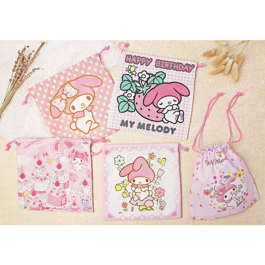 Pouch Serut Kain Motif Lucu Bahan Taslan Anti Air Sanrio Karakter Organizer Serbaguna