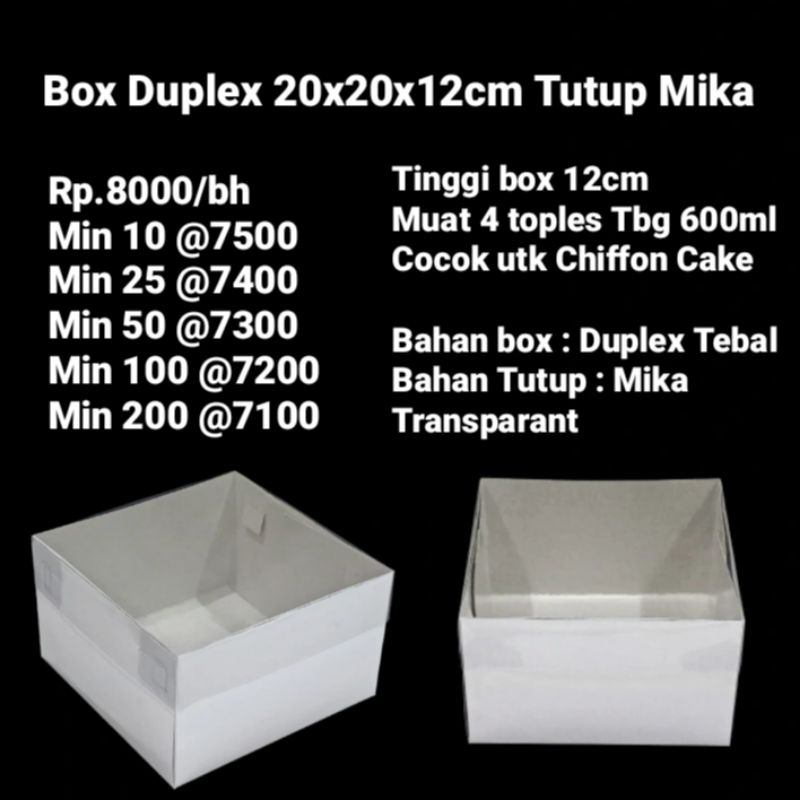 

Box Duplex 20x20x12cm Tutup Mika
