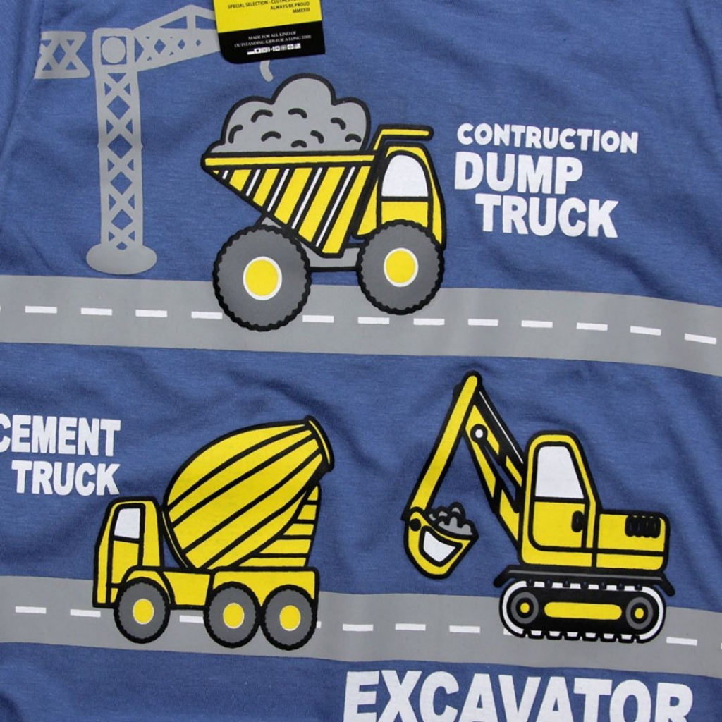 BAJU ANAK LAKI-LAKI EXCAVATOR DENIM MOBIL BEKO BANDUNG KAOS ANAK COWOK DISTRO RGKIDS