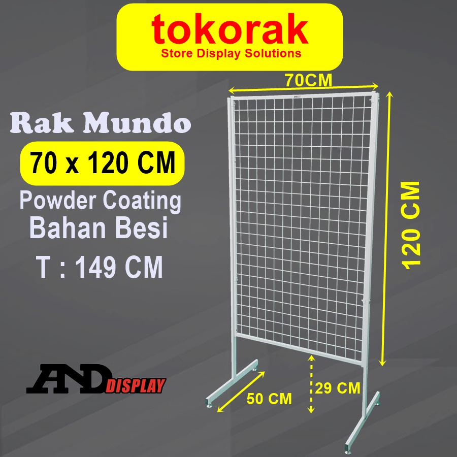 RAK MUNDO 70 X 120 CM DISPLAY KAKI RAM JARING DINDING CANTOLAN SINGLE