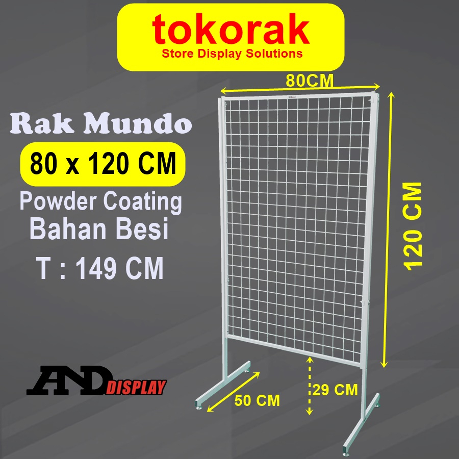 RAK MUNDO 80 X 120 CM DISPLAY KAKI RAM JARING DINDING CANTOLAN SINGLE