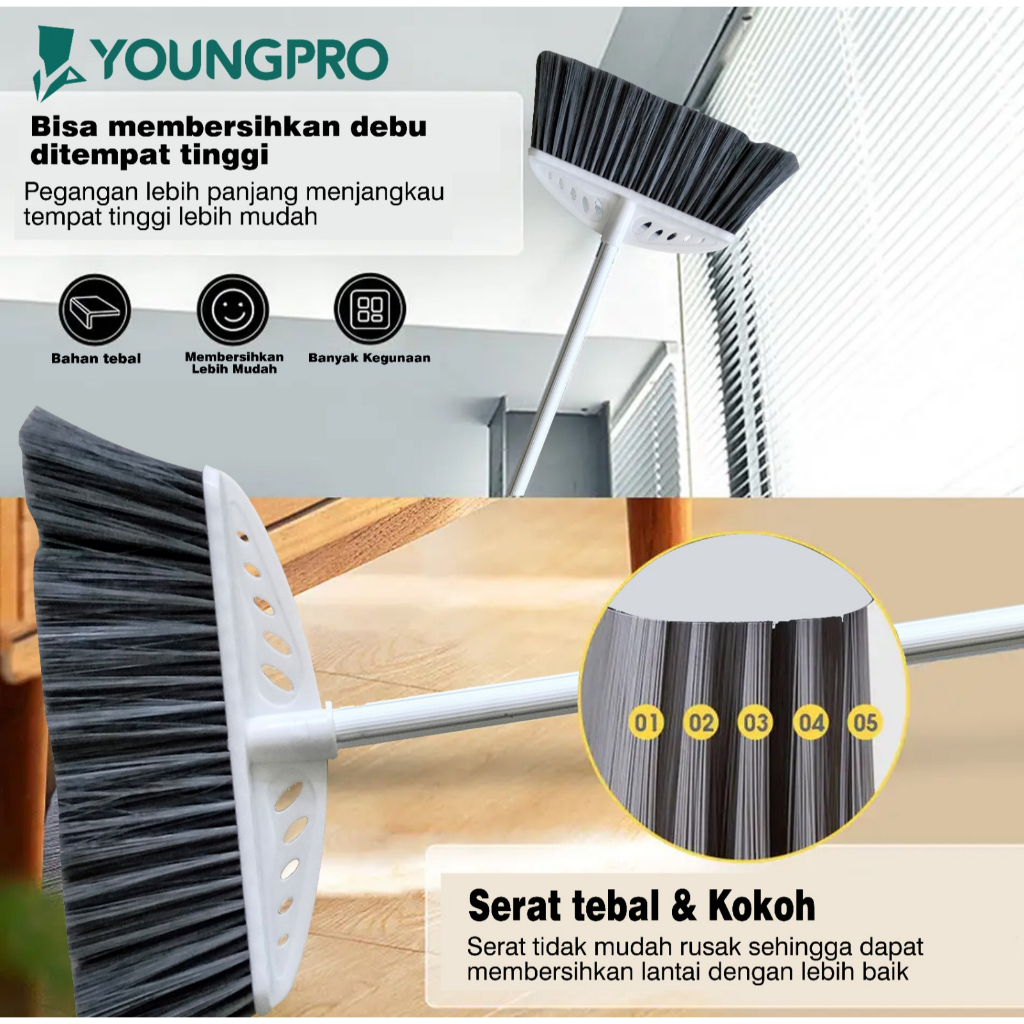 Youngpro Sapu Nylon sapu sebaguna Awet dan Kuat Alat Pembersih Sapu Lantai