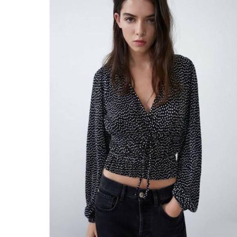 Zara Pleated Blouse Polkadot