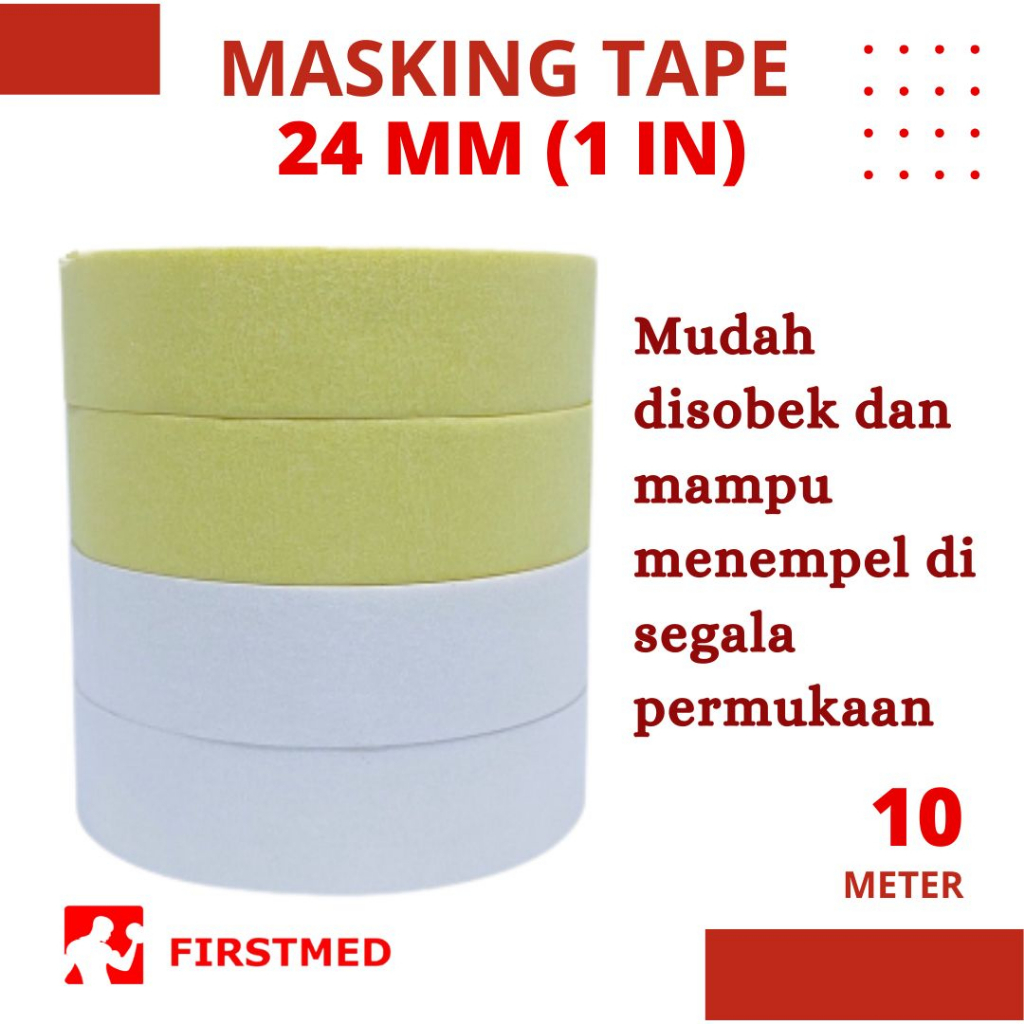 

Masking Tape Kertas / Lakban Kertas opp tape / Isolasi Kertas / KSATRIA 24 mm, 48 mm x 10 meter