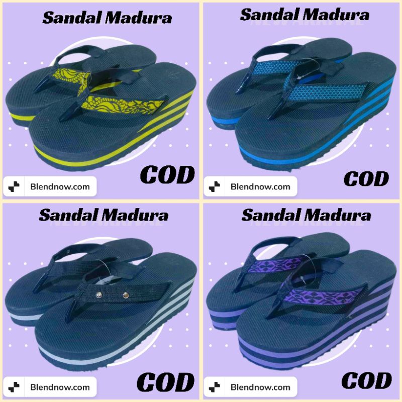 SANDAL MADURA TINGGI 7CM SPON ASLI TERKUAT CEWEK CANTIK