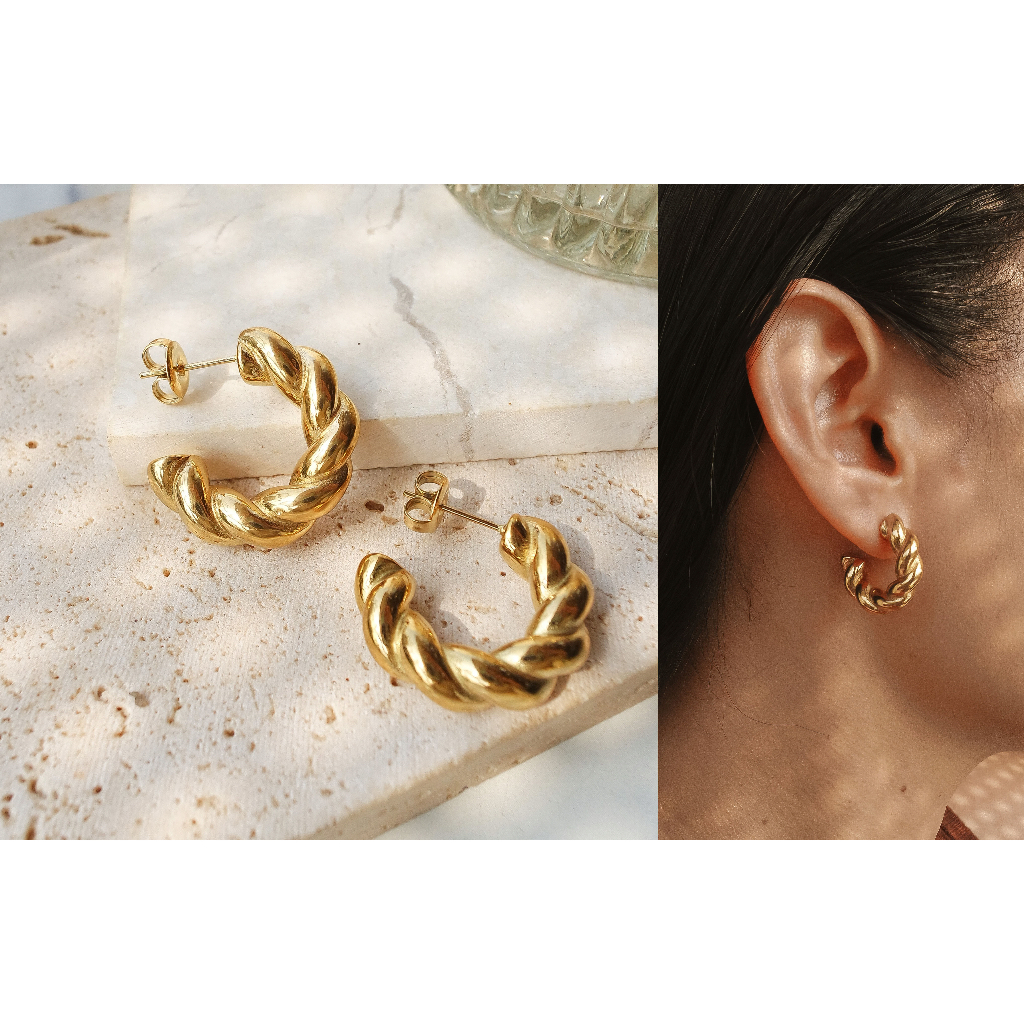 (ANTI KARAT) ETHAN EARRINGS / HUGGIES/ HOOPS - STAINLESS STEEL