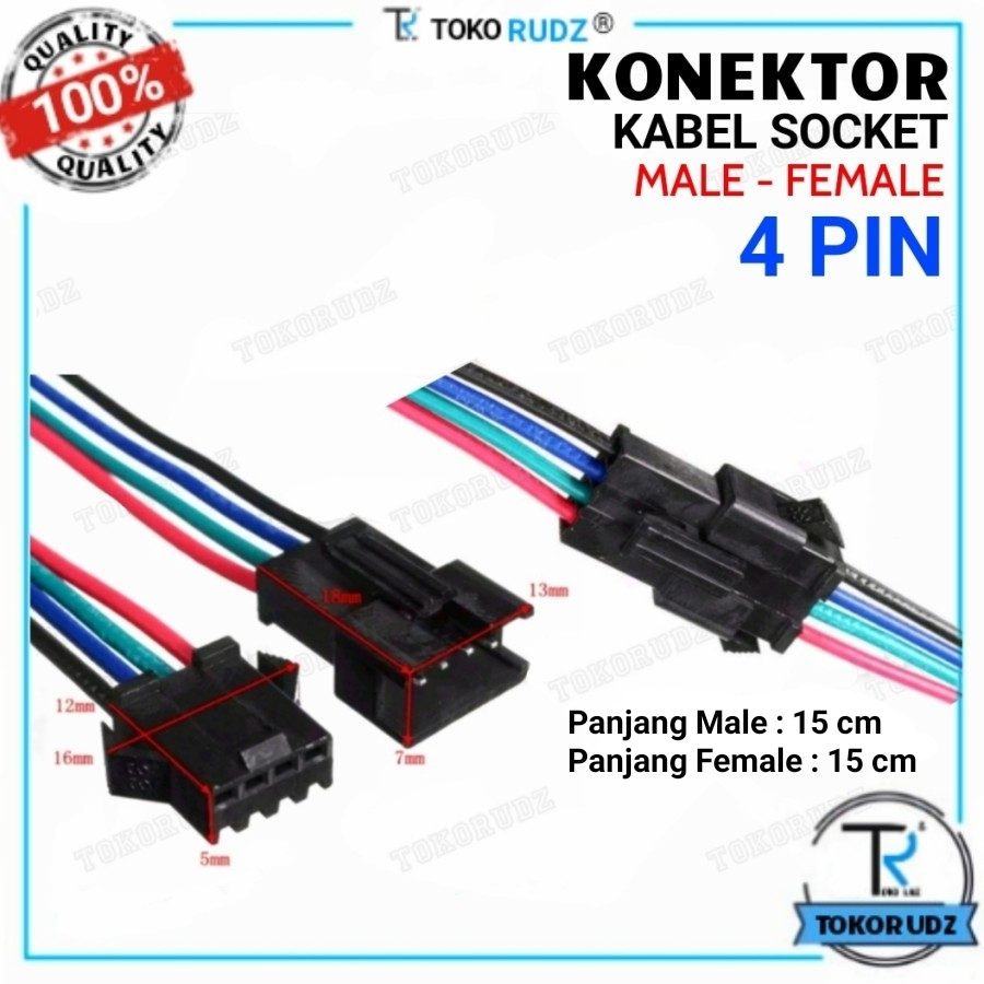 Konektor Kabel Soket DC LED SM Terminal Socket 2 3 4 Pin 1 Pasang Male Female