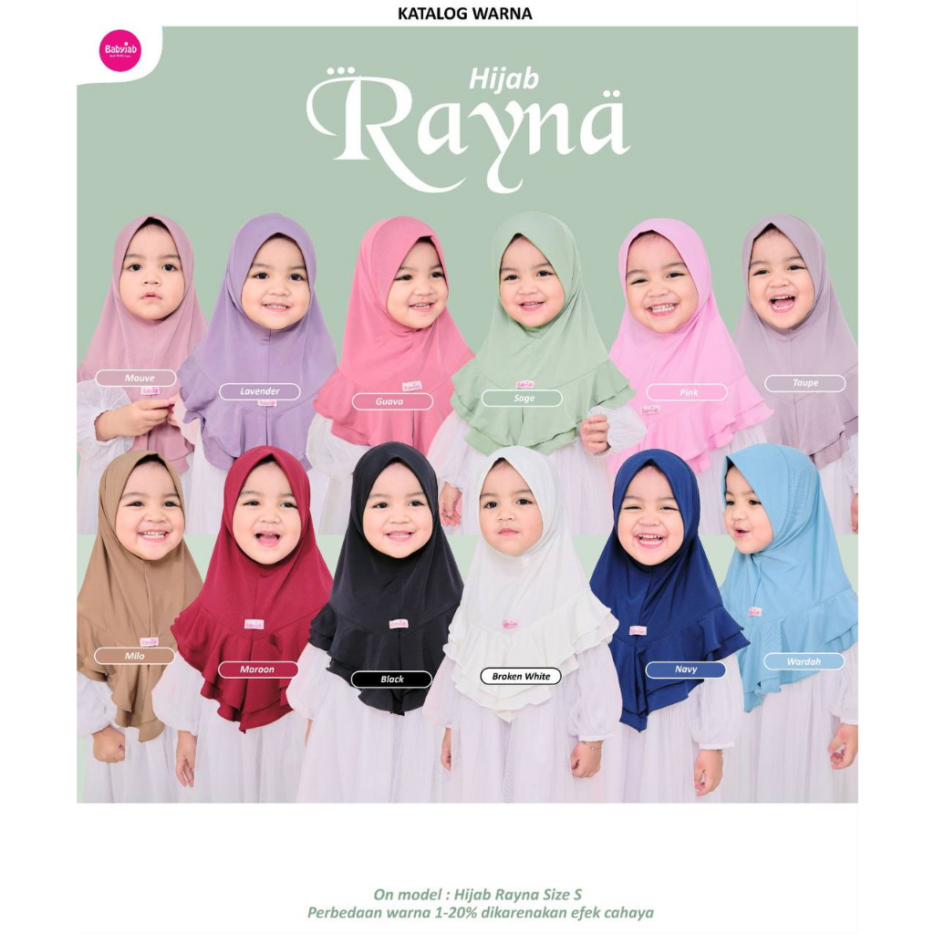 Babyjab Rayna Hijab Anak Lucu Perempuan - Baby Jab Jilbab Cewek Usia  0 1 2 3 4 5 6 7 Tahun