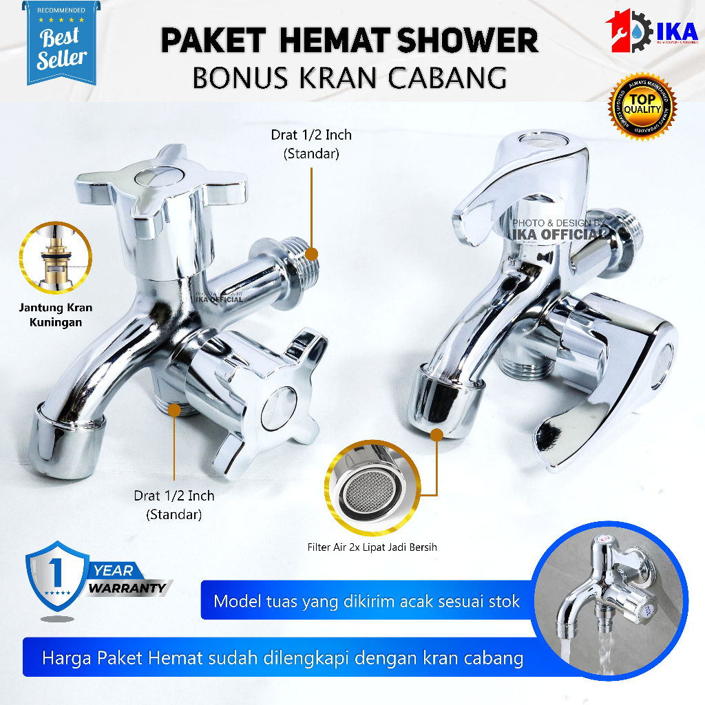 Kran Tembok Cabang Kran Cabang Keran Kran Shower Mixer Double / Kran Cabang Shower 2 - Kran Double Engkol Kran Stainless TERMURAH Kran Shower Cabang Besi Baling Engkol Keran Air Nikel Double Spot Murah