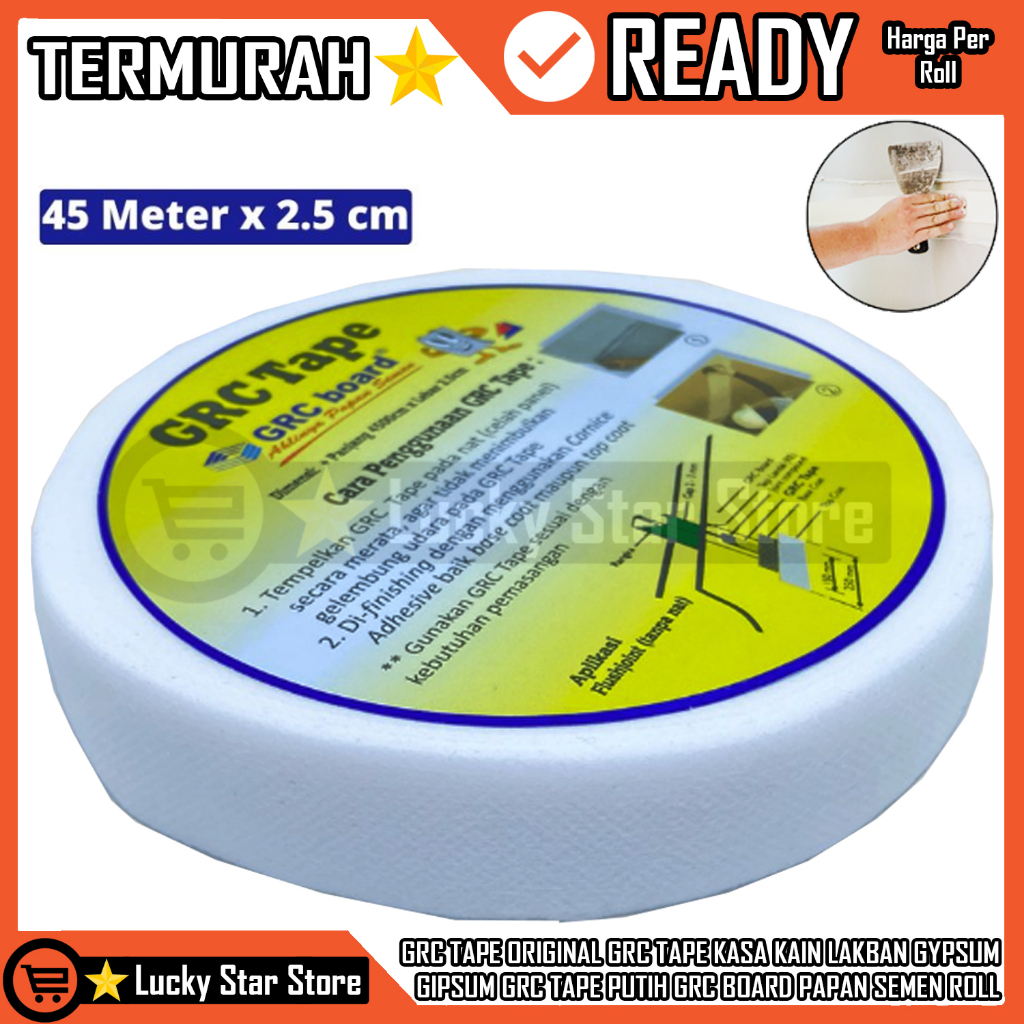 GRC TAPE ORIGINAL GRC TAPE KASA KAIN LAKBAN GYPSUM GIPSUM GRC TAPE PUTIH GRC BOARD PAPAN SEMEN LAKBA