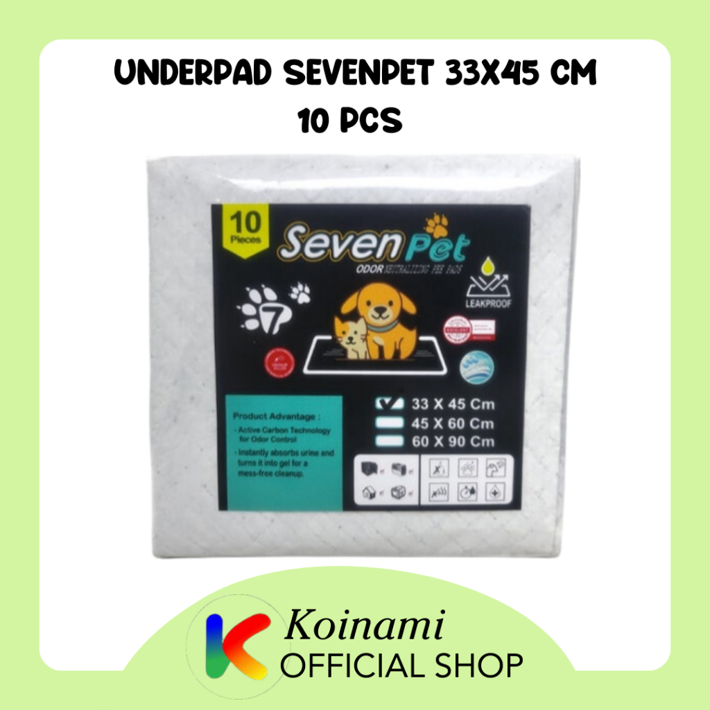 Seven Pet 33 x 45 Ecer isi 10 pcs - Underpad Kucing Anjing - Alas Kencing Anjing Kucing - Tatakan Kucing Anjing - Training Pad