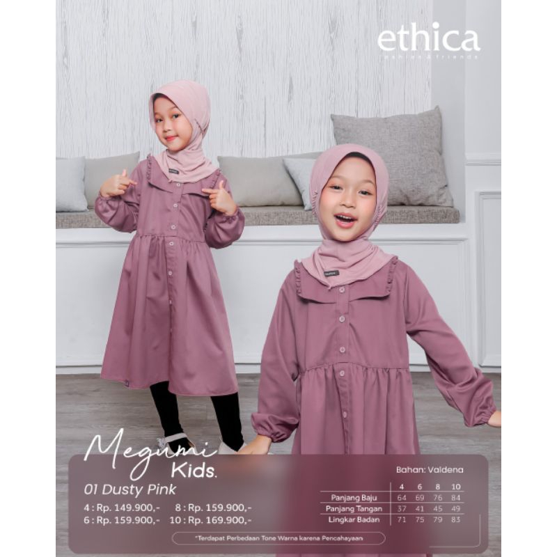 Ethica Tunik Anak Megumi Kids 01 (Plum, Dusty Pink, Cream, Blue)