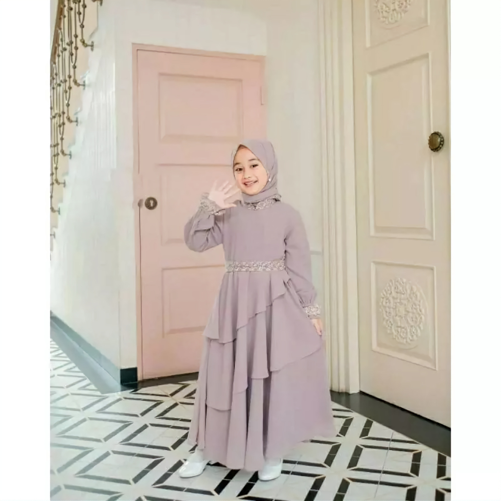 C.P - Mikayla kids gamis anak usia 5-13 tahun free hijab bahan babydoll