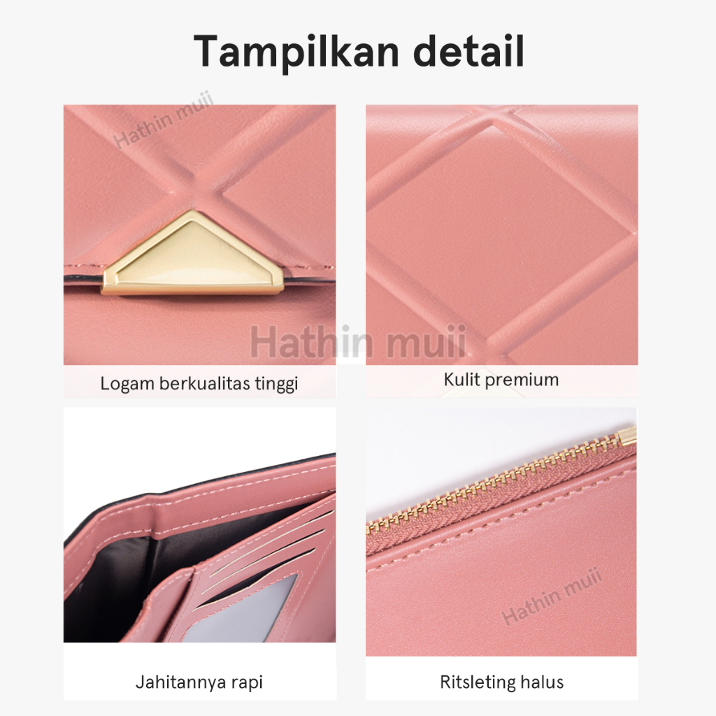 Hathin muii - dompet wanita fashion korea impor twill tigakali lipatDompet paniang Wanita Quilted Women Lipat Wallet