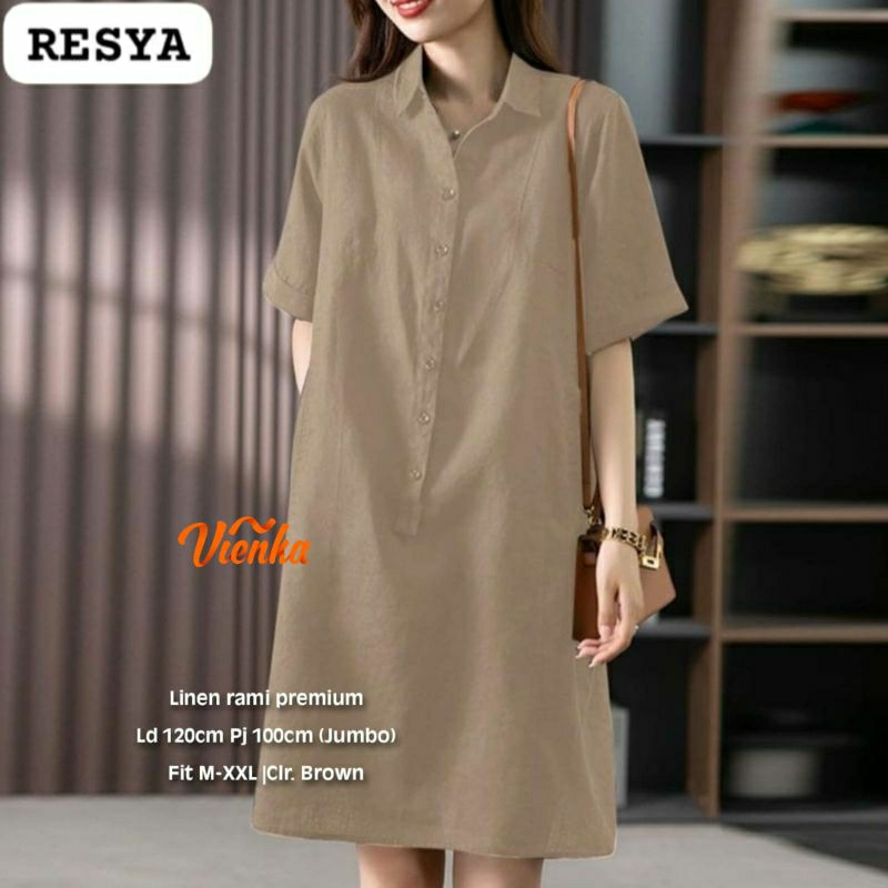 Resya long tunik katun linen jumbo LD 120 xxl