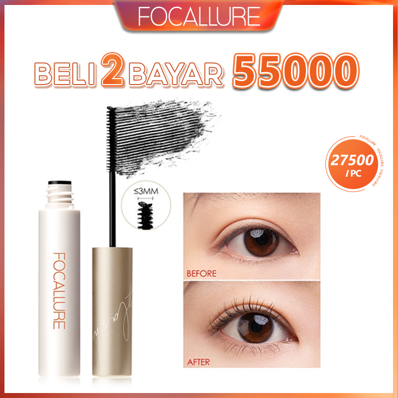 FOCALLURE Curled Mascara 3mm Micro Brush Fiber-filled Mascaras Curling Eyelash tahan air Mascara