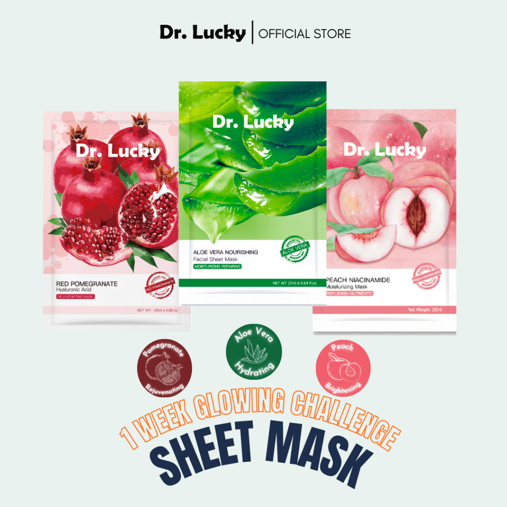 LUCKYMALL Dr LUCKY Masker Wajah KOREA Serum Buah Fruit Facial Sheet Mask Peel Off Nature Hydrate Face Mask Organik Wanita