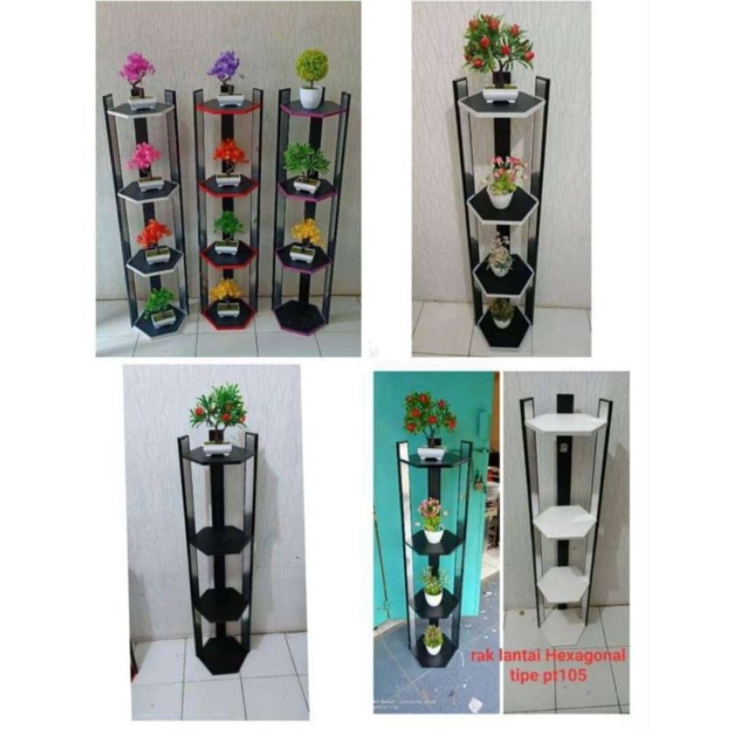 rak lantai hexagonal 4 susun