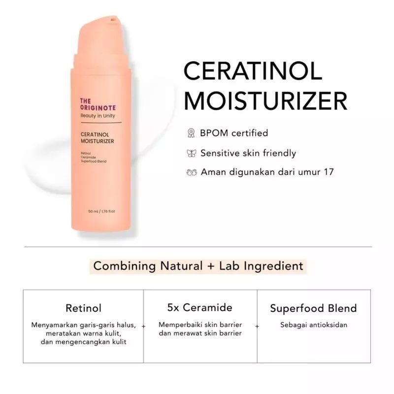 [Botol Orange 50ml] The Originote Ceratinol Moisturizer | Pelembab Wajah