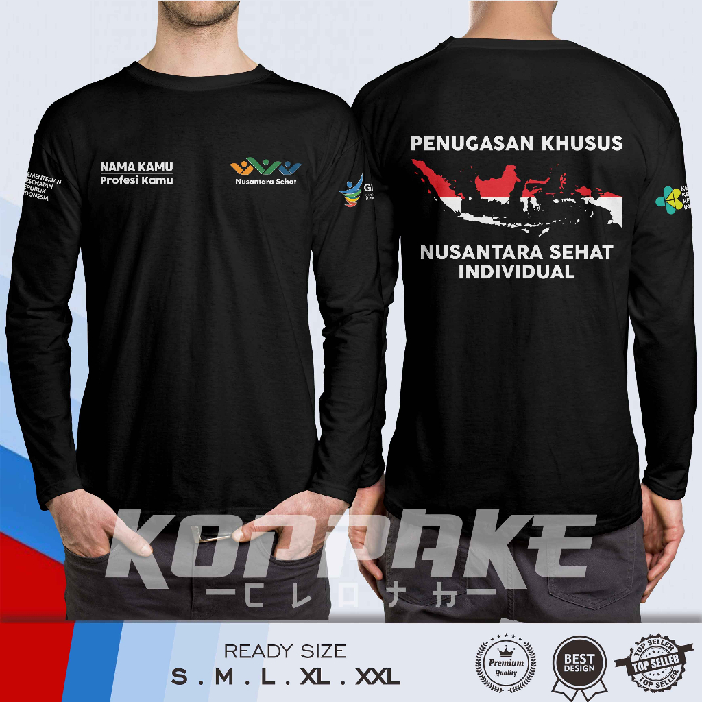 Kaos Penugasan Khusus Nusantara Sehat Individual KKRI Germas Gratis Nama dan Profesi Kamu Lengan Pan