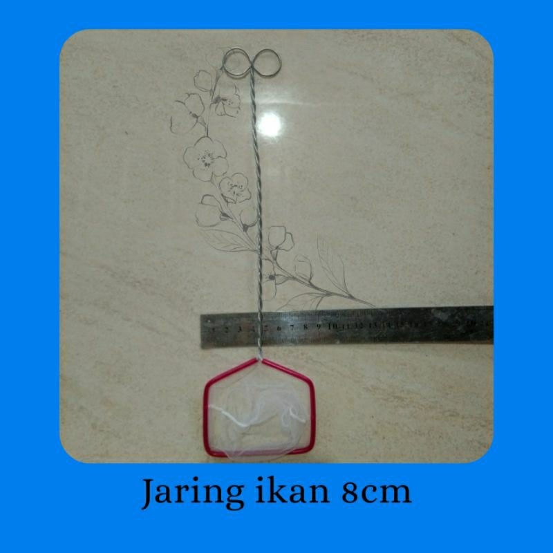 Jaring / serok ikan hias kecil lebar 8cm gagang kawat